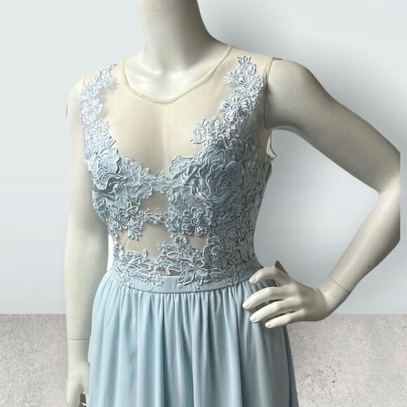 Maniju Light Blue Lace & Mesh Top Prom Formal Gown Sz 3X NWOT - Picture 2 of 10